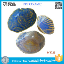 Benutzerdefinierte Shell Form blau grau Keramik Seifenschale Halter